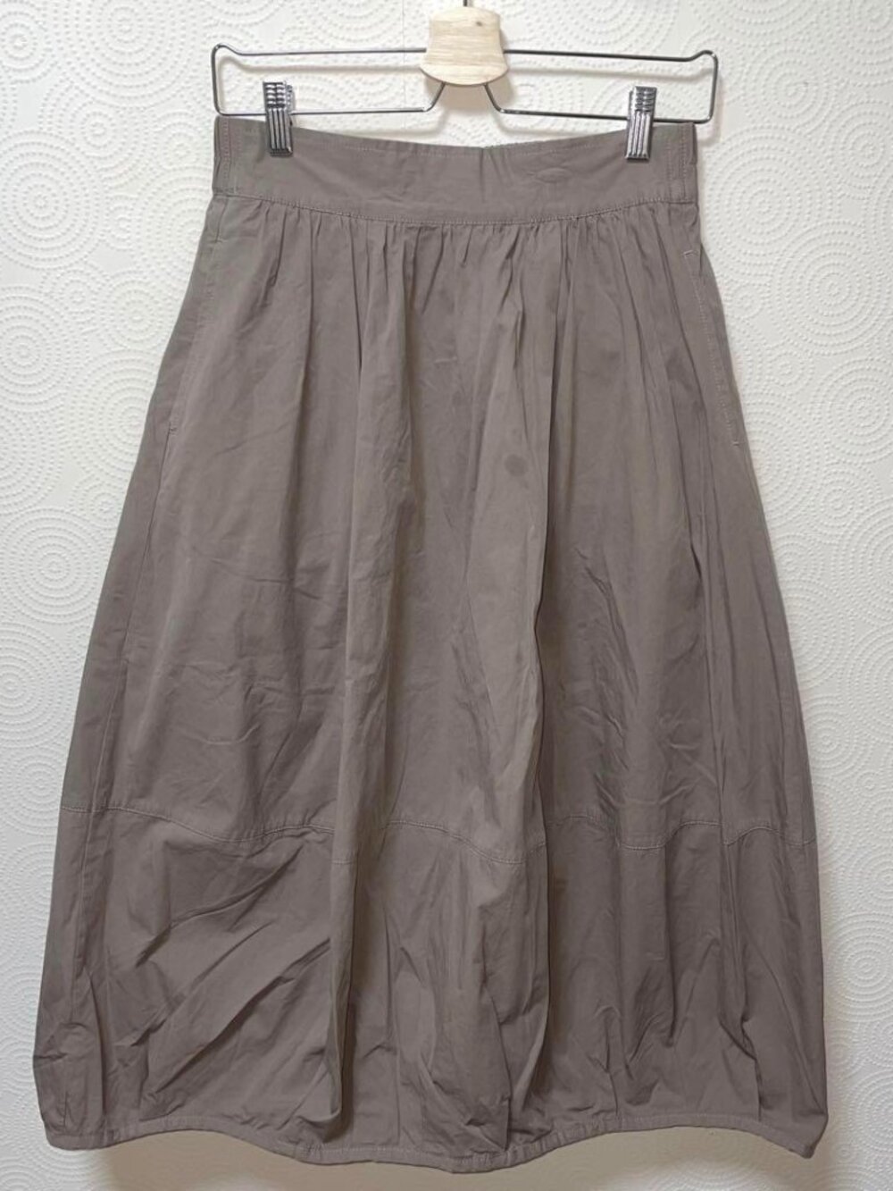 Dagila Balloon Long Skirt Casual Brown Cotton M